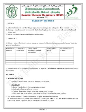 Fillable Online CLASS 6TH- HOLIDAY HOMEWORK science 1.MAKE A ... Fax ...