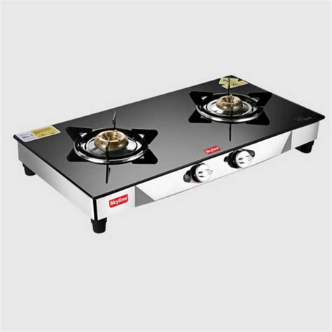 Skyline 2-Burner LPG Gas Stove with Toughened Glass & Brass Burners ...