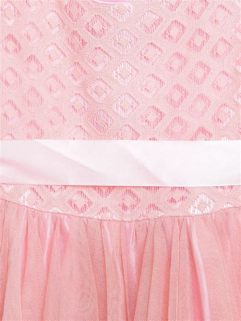 Girls Lace embroidered Asymmetric Hemline Net Pink Party Dress – Stylestone