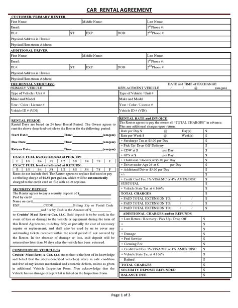 38 Free Car Rental Agreements [& Forms] ᐅ TemplateLab