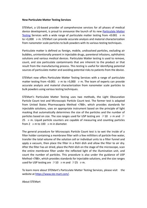 Image result for Particulate Testing Standards