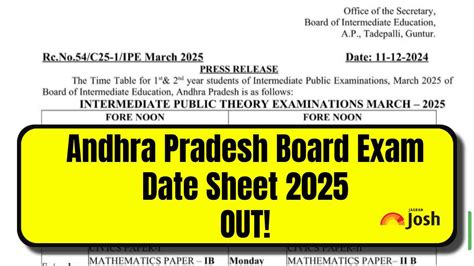 AP Board Date Sheet 2025: Download SSC SSC, Inter 1st and 2nd Year Time ...