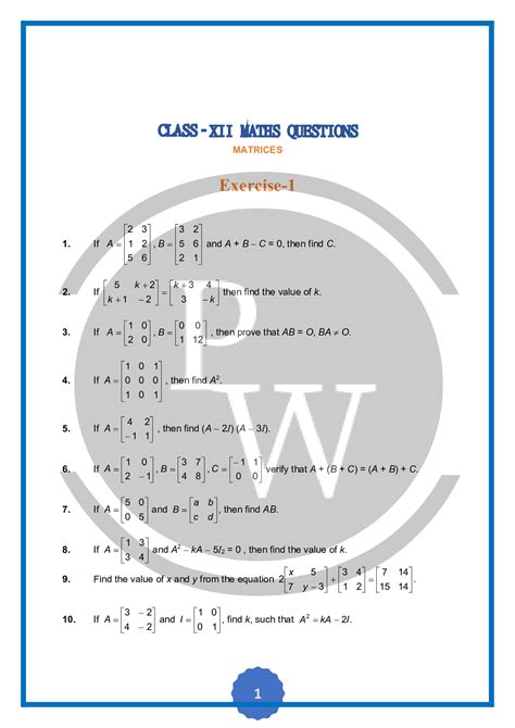 Image result for Matrices Questions