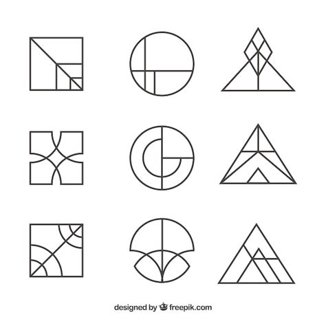 Creative simple monoline logo set | Free Vector