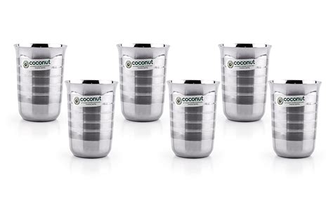 Buy coconut Stainless Steel Glasses - Set of 6 - Capacity - 350ML Each ...