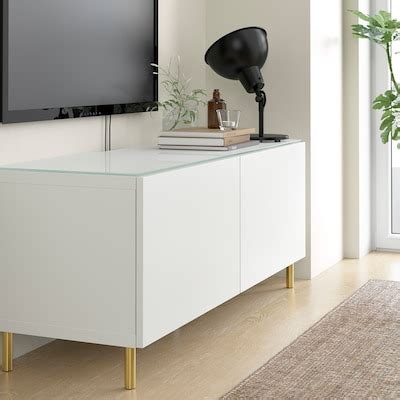BESTÅ top panel for TV, glass white/light green, 120x40 cm (471/4x153/4 ...