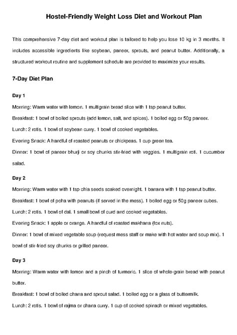 Hostel Weight Loss Diet and Workout Plan - Hostel-Friendly Weight Loss ...