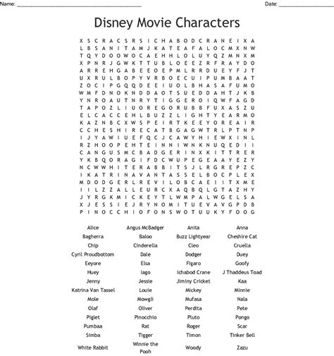 Disney Word Search Printable - Free coloring pages to print