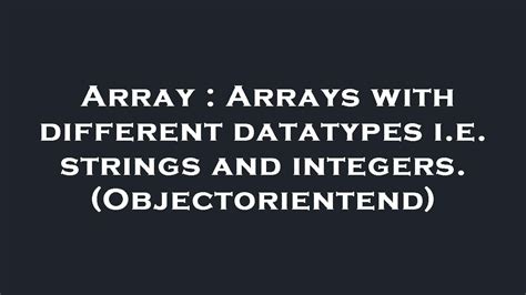 Image result for Array/String Integer