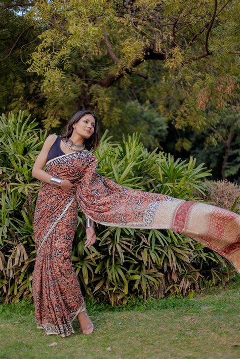 Bagru gadh jaal Bagh Block Print Pure Cotton Saree – Jaipur Tex