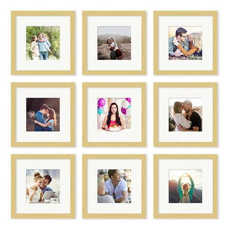 Art Street Personalized Square Photo Frames Set of 9 White Wall Photo ...