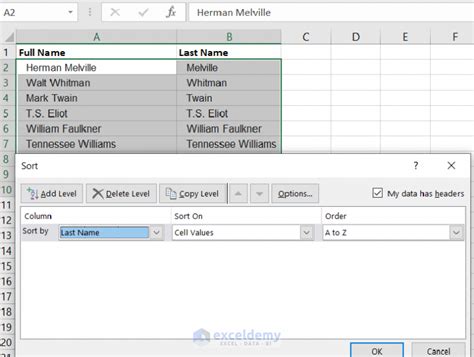 Image result for Excel Name Order