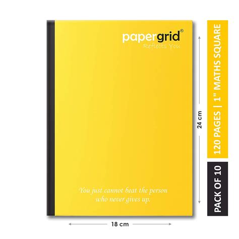 papergrid Notebook - King Size (24 cm x 18 cm), 1" Maths Square, 120 ...