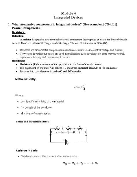 Module 4 Integrated Devices: Passive Components & MOSFETs - Studocu