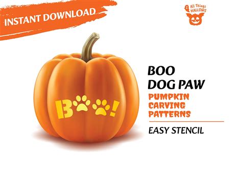 BOO DOG PAW Pumpkin Carving Stencil Template Patterns Ideas 2024 ...