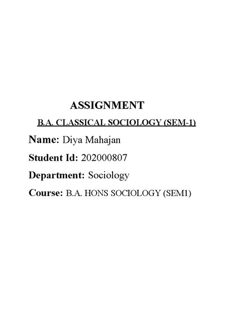 Assignment 5: Emile Durkheim's Concept of Social Facts in Sociology ...