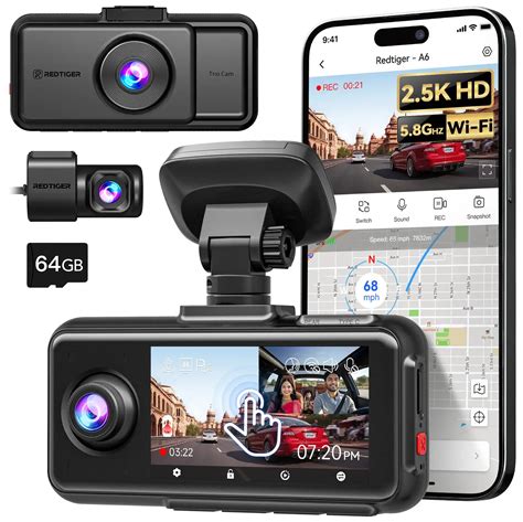 Redtiger A6 2.5k+1080P+1080P 3-Channel 5.8GHz Wifi Dash Cam – Redtiger IN