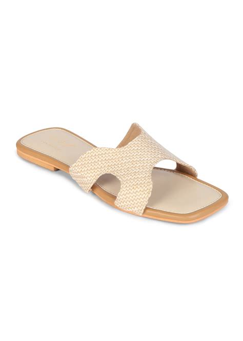 Get Jute Textured H-Strap Flats at ₹ 1700 | LBB Shop