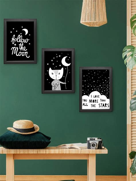 Buy | Set Of 3 White & Black Quotes Printed Framed | Tied Ribbons