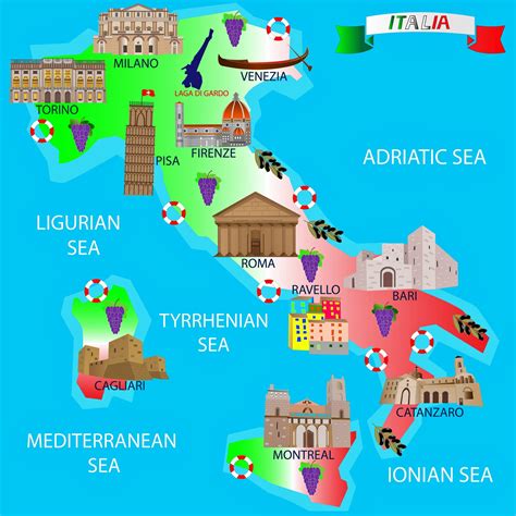 Mapa de atracciones de Italia - OrangeSmile.com