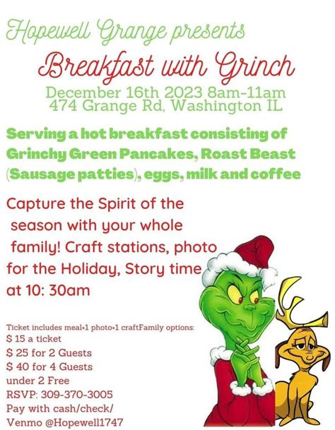 Breakfast with the Grinch, 474 Grange Rd, Washington, IL 61571-9400 ...