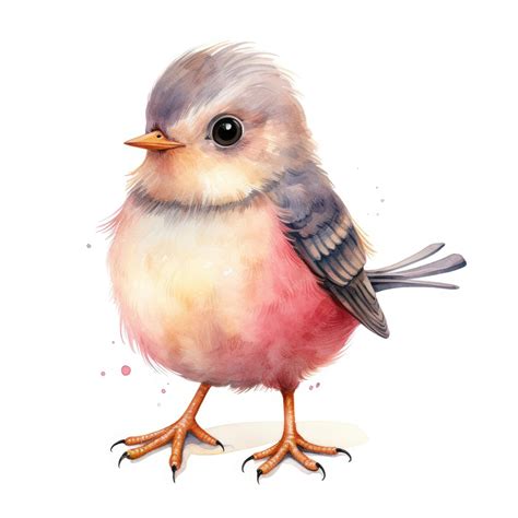 Premium Photo | Watercolor realistic cute bird illustration on white ...