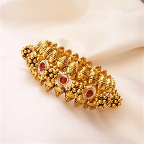 Buy Manya Ruby Kundan Gold Kada 22 KT yellow gold (128 gm). | Online By ...