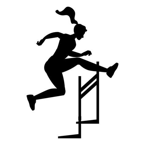 Silhouette of athlete woman hurdling in track icon for womens hurdles ...