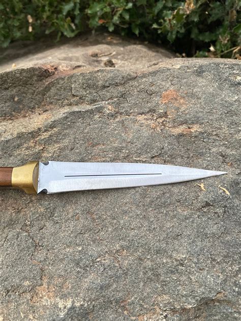 Dagger Knife With Case Mini Hidden Blade Walnut Handle Fairbairn Syke Knife Double Edge Knife ...