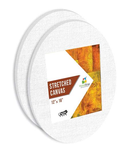 Homestrap Primed Cotton Pre Stretched Oval Canvas with Wooden Frame (12 ...