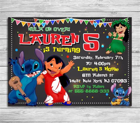 Lilo And Stitch Birthday Invitation Digital And Printable Invitation