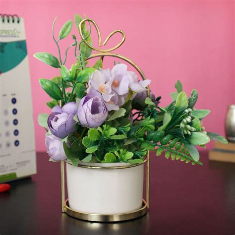 Buy TIED RIBBONS Artificial Rose Flowers with Pot and Stand (20.3 Cm X ...