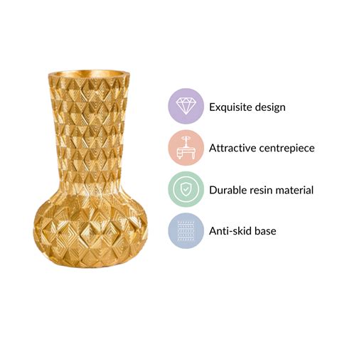 Luxe Textured Golden Flower Vase Online - Premium Vase | Nestasia