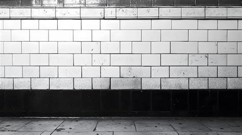 White and black tile wall with concrete floor | Premium AI-generated image