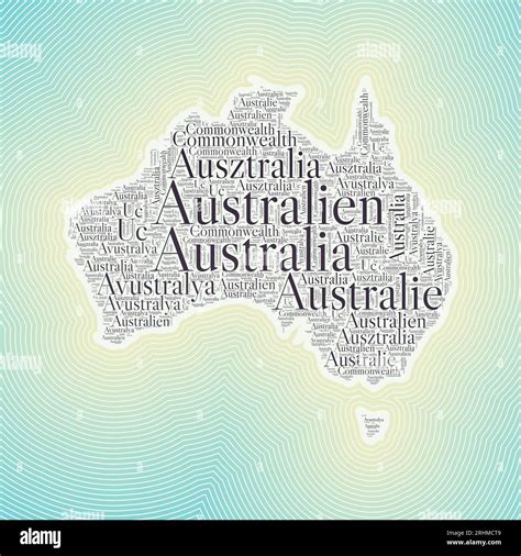 Australia shape formed by country name in multiple languages. Australia ...