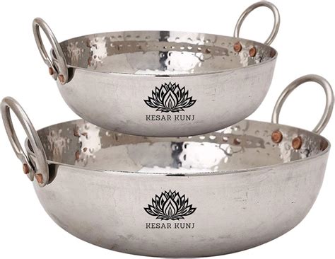 Buy KESAR KUNJ Sandwich Bottom Heavy Guage Stainless Steel Kadhai ...