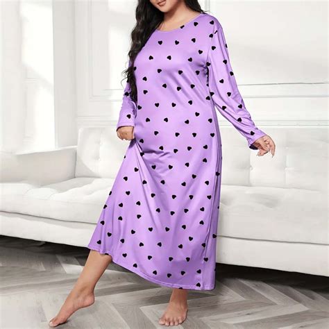 Rigardu Women's Cotton Nightgown Sleepwear Long Sleeves Nightshirt Plus ...