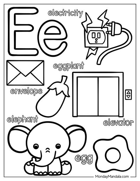 20 letter e coloring pages free pdf printables – Artofit