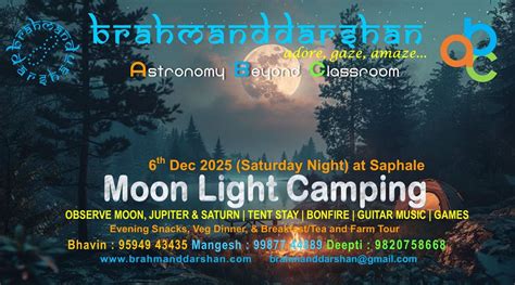 Moon Light Camping - 6th Dec 2025, Saphale Astronomy, Virar, 6 December ...