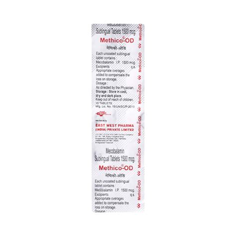 Methico Od 1500 MCG Tablet (10): Uses, Side Effects, Price & Dosage ...
