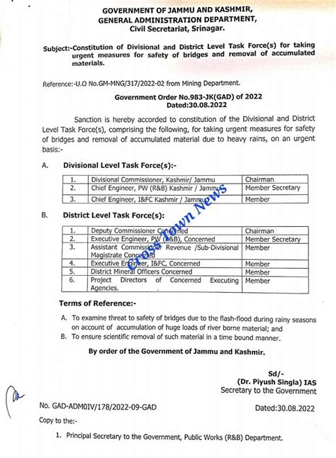 J&K Govt forms panels to take measures for safety of bridges