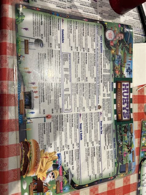 Menu at Huey's Olive Branch restaurant, Olive Branch