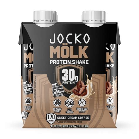 Jocko Fuel Protein Shake, Sweet Cream Coffee, 11oz, 4 Count, 30g ...