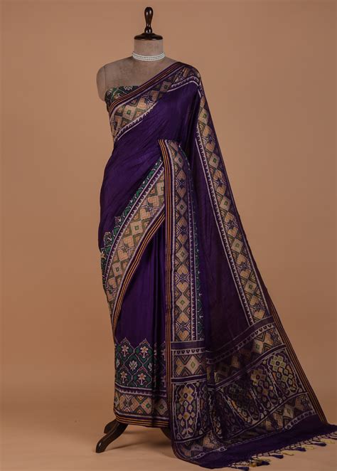 Purple Art Silk Patola Saree – Greenways.co