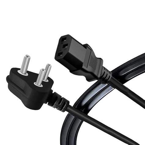 240V 10A AC Power Cord 3-Pin Indian Plug to IEC C-13 Female Cable