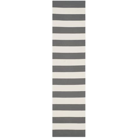 SAFAVIEH Montauk Saranna Striped Cotton Runner Rug, Grey/Ivory, 2'3" x ...