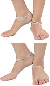 AanyaCentric Silver Plated Indian Anklets Payal Gift For Her Gift For ...