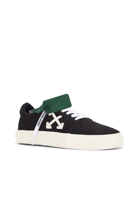 OFF-WHITE Low Vulcanized Canvas Sneaker in Black & White | FWRD