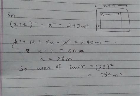 a square lawn is surrounded by a path 2 metre wide if the area of path ...