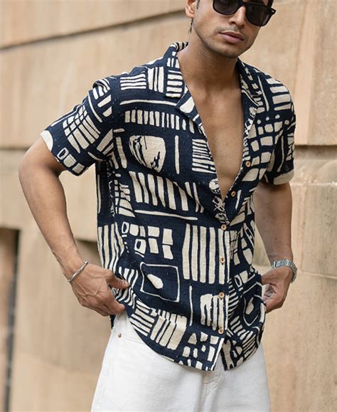 Navy Abstract Print Shirt – Powerlook